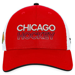 Chicago Blackhawks Fanatics Authentic Pro Rink Trucker Adjustable Hat - Red - NHL 200000896