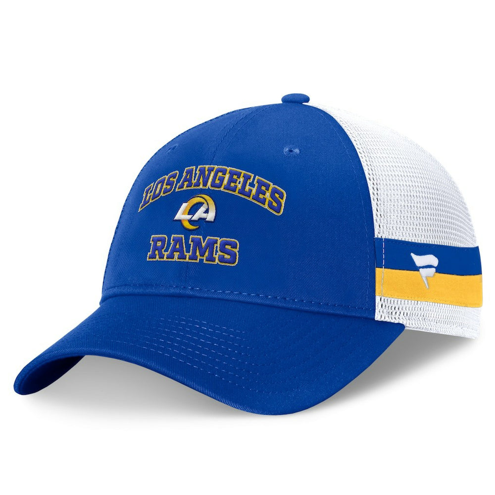 Fanatics Los Angeles Rams Fundamentals Side Stripe Trucker Adjustable Hat Royal/White