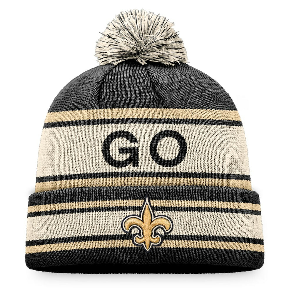 Fanatics New Orleans Saints Heritage Cuffed Knit Hat with Pom Black
