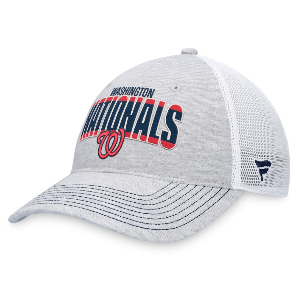 Washington Nationals Fanatics Logo Trucker Adjustable Hat - Heather Gray/White - Fanatics Lifestyle
