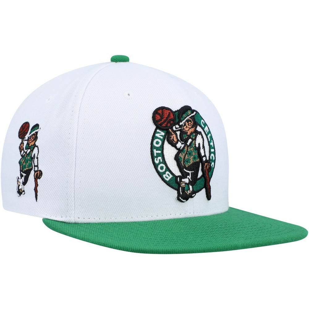 Boston Celtics Side Core 2.0 Snapback Hat White/Green | Mitchell & Ness Lifestyle