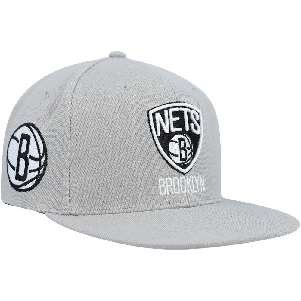 Brooklyn Nets Side Core 2.0 Snapback Hat Gray | Mitchell & Ness