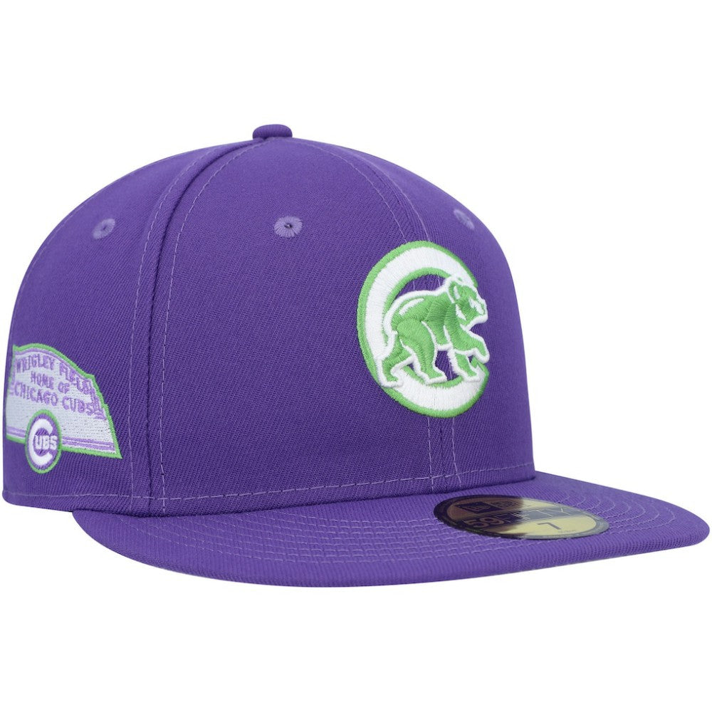 Chicago Cubs New Era Lime Side Patch 59FIFTY Fitted Hat - Purple - New Era on Sale