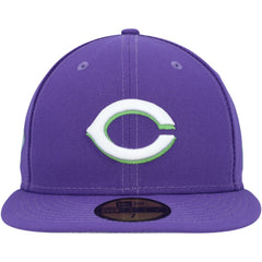 Cincinnati Reds New Era Lime Side Patch 59FIFTY Fitted Hat - Purple - New Era Discount