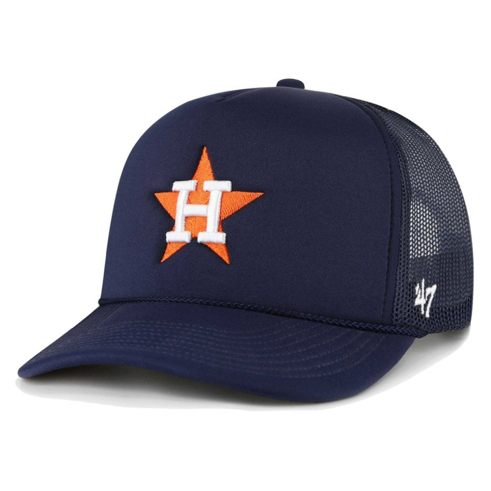 Houston Astros '47 Foam Logo Trucker Adjustable Hat - Navy - 47 brand Lifestyle