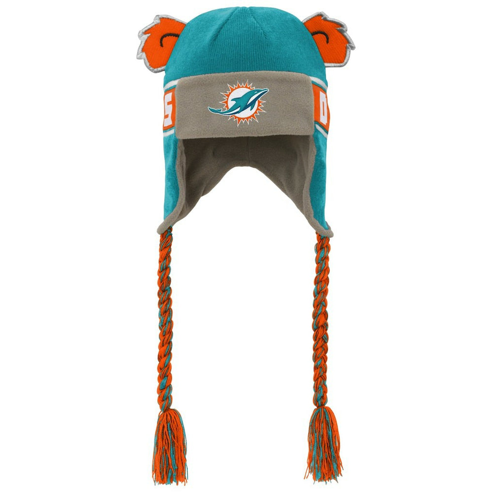Miami Dolphins Youth Wordmark Ears Trooper Knit Hat Aqua