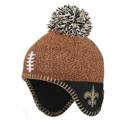 New Orleans Saints Preschool Football Head Knit Hat with Pom Brown