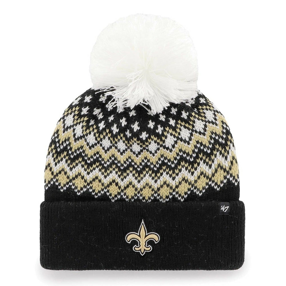 47 brand New Orleans Saints '47 Women's Elsa Cuffed Knit Hat with Pom Black