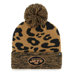 47 brand New York Jets '47 Women's Rosette Cuffed Knit Hat with Pom Brown