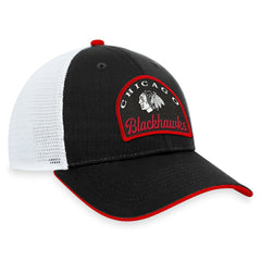 Chicago Blackhawks Fanatics Fundamental Adjustable Hat - Black/White - NHL 200010110