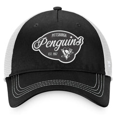Pittsburgh Penguins Fanatics Women's Fundamental Trucker Adjustable Hat - Black/White - NHL 200010178
