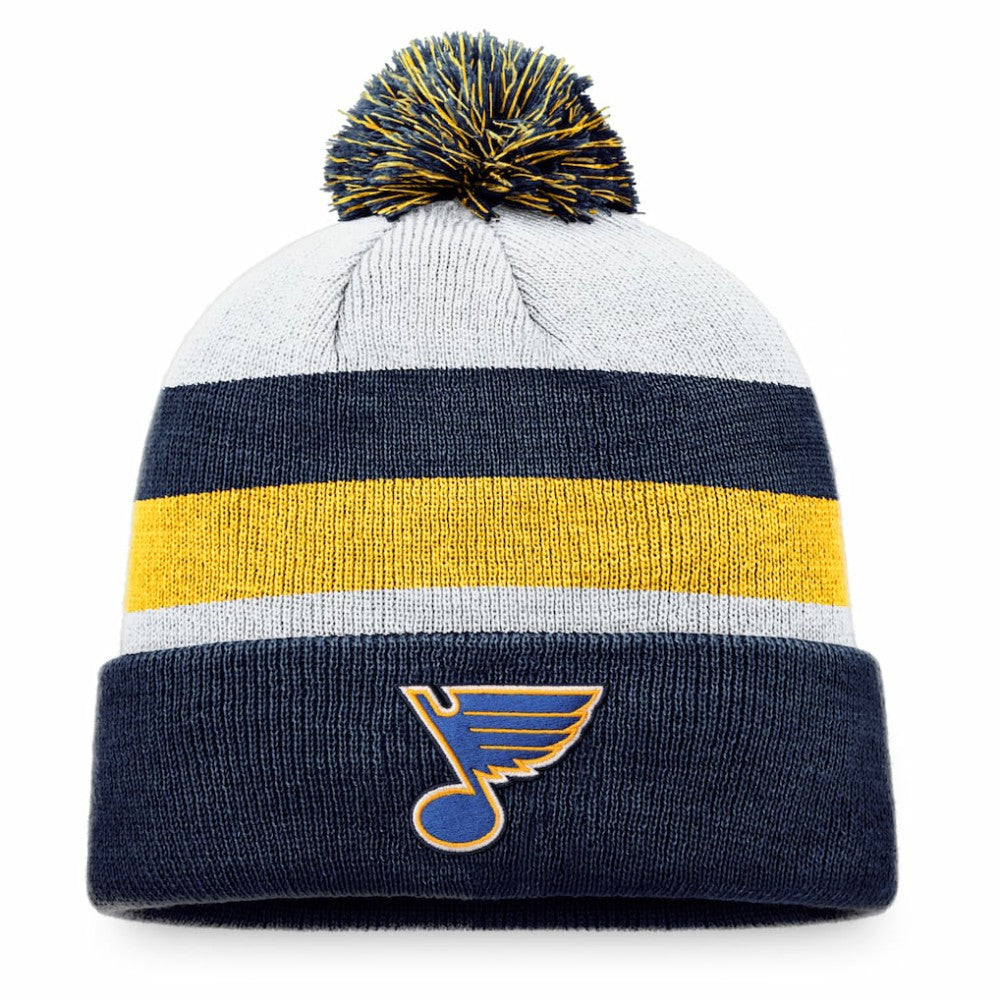 St. Louis Blues Fanatics Fundamental Cuffed Knit Hat with Pom - Navy/Gold - NHL 200010181