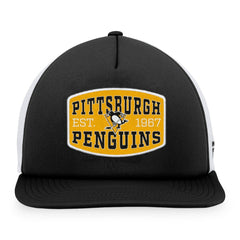 Pittsburgh Penguins Fanatics Foam Front Patch Trucker Snapback Hat - Black/White - NHL 200010209
