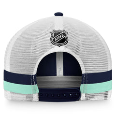 Seattle Kraken Fanatics Fundamental Striped Trucker Adjustable Hat - Deep Sea Blue/White - NHL 200010337