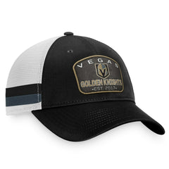 Vegas Golden Knights Fanatics Fundamental Striped Trucker Adjustable Hat - Black/White - NHL 200010350
