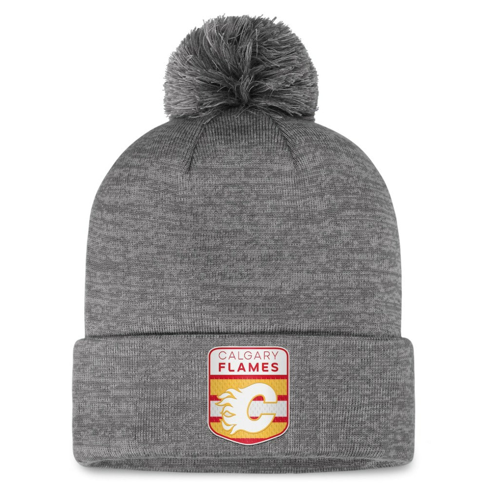 Calgary Flames Fanatics Authentic Pro Home Ice Cuffed Knit Hat with Pom - Gray - NHL 200011113