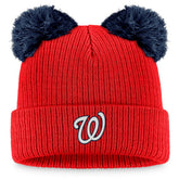 Washington Nationals Fanatics Women's Double Pom Cuffed Knit Hat - Red/Navy - Fanatics Online