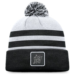 Miami Marlins Fanatics Cuffed Knit Hat with Pom - Gray - Fanatics Lifestyle