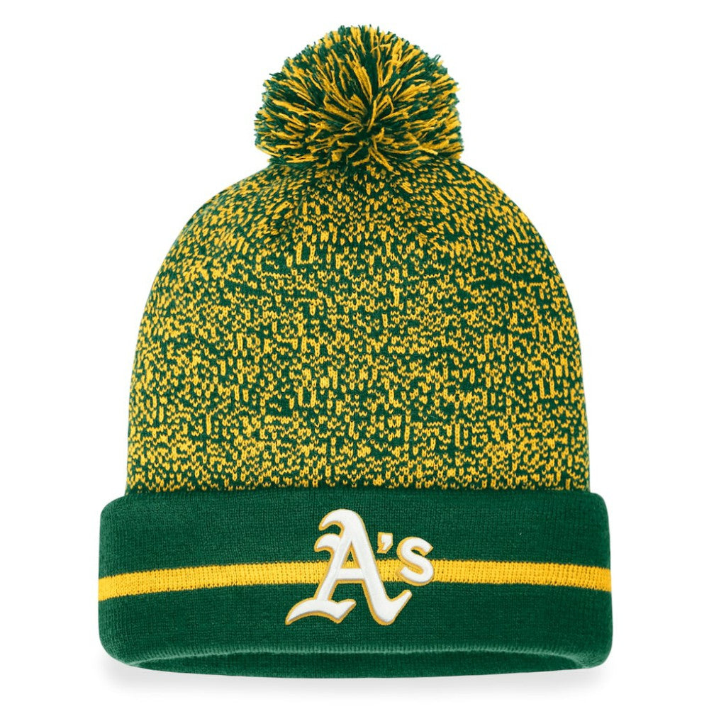 Athletics Fanatics Space-Dye Cuffed Knit Hat with Pom - Green/Gold - Fanatics Sale