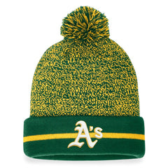 Athletics Fanatics Space-Dye Cuffed Knit Hat with Pom - Green/Gold - Fanatics Sale