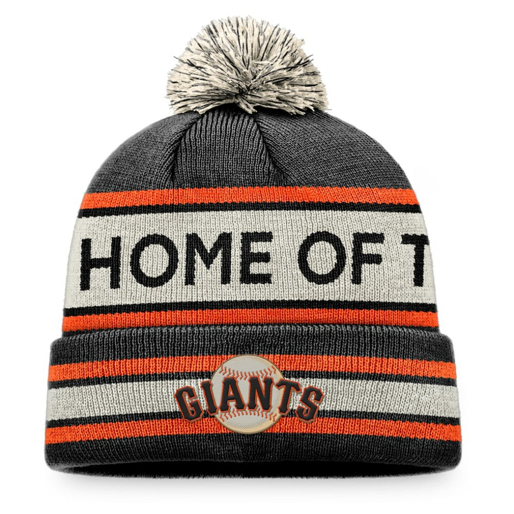 San Francisco Giants Fanatics Hometown Slogan Cuffed Knit Hat with Pom - Black/Natural - Fanatics Sale
