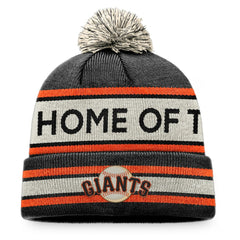 San Francisco Giants Fanatics Hometown Slogan Cuffed Knit Hat with Pom - Black/Natural - Fanatics Sale