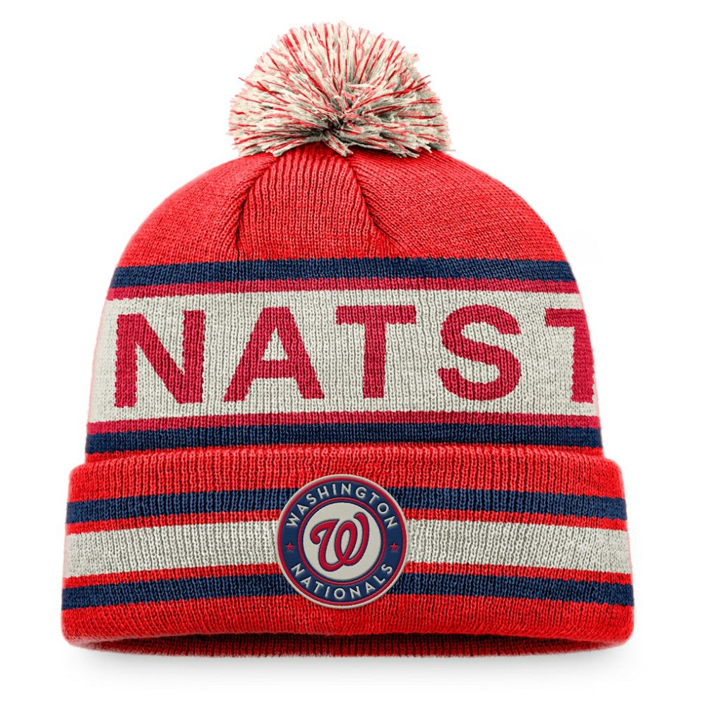 Washington Nationals Fanatics Hometown Slogan Cuffed Knit Hat with Pom - Red/Natural - Fanatics Online