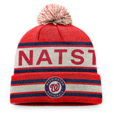 Washington Nationals Fanatics Hometown Slogan Cuffed Knit Hat with Pom - Red/Natural - Fanatics Online