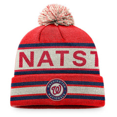Washington Nationals Fanatics Hometown Slogan Cuffed Knit Hat with Pom - Red/Natural - Fanatics Online
