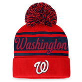 Washington Nationals Fanatics Women's Script Cuffed Knit Hat with Pom - Red/Navy - Fanatics on Sale