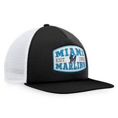 Miami Marlins Fanatics Foam Front Patch Trucker Snapback Hat - Black - Fanatics on Sale