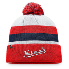 Washington Nationals Fanatics Stripe Cuffed Knit Hat with Pom - Red - Fanatics Lifestyle