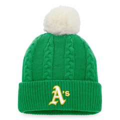 Athletics Fanatics Women's Cable Cuffed Knit Hat with Pom - Kelly Green - Fanatics Online