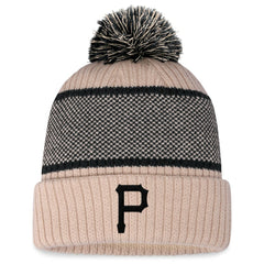 Pittsburgh Pirates Fanatics Women's Cuffed Knit Hat with Pom - Natural/Black - Fanatics Lifestyle