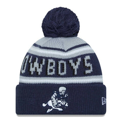 Dallas Cowboys New Era Youth Gridiron Classics Main Cuffed Knit Hat with Pom Gray/Navy