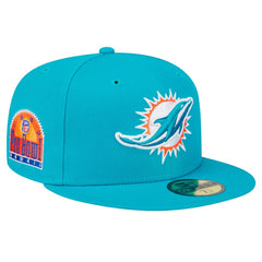 Miami Dolphins New Era Main Patch 59FIFTY Fitted Hat Aqua