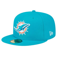 Miami Dolphins New Era Main Patch 59FIFTY Fitted Hat Aqua