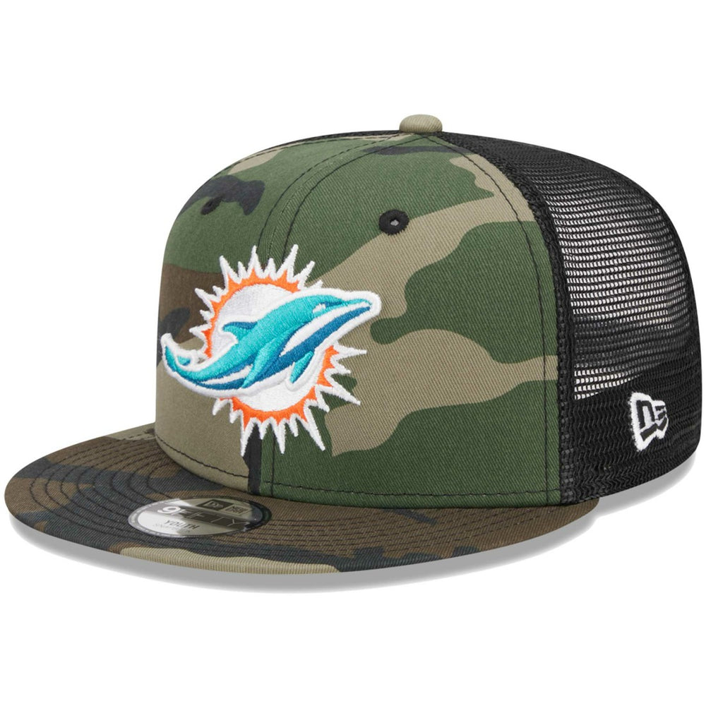 Miami Dolphins New Era Youth Main Trucker 9FIFTY Snapback Hat Camo