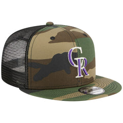 Colorado Rockies New Era Woodland Camo Trucker 9FIFTY Snapback Hat - Camo - New Era Sale