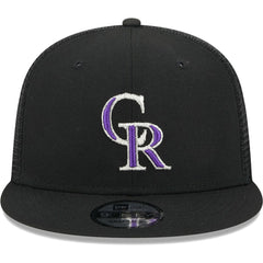 Colorado Rockies New Era Team Color Trucker 9FIFTY Snapback Hat - Black - New Era Discount