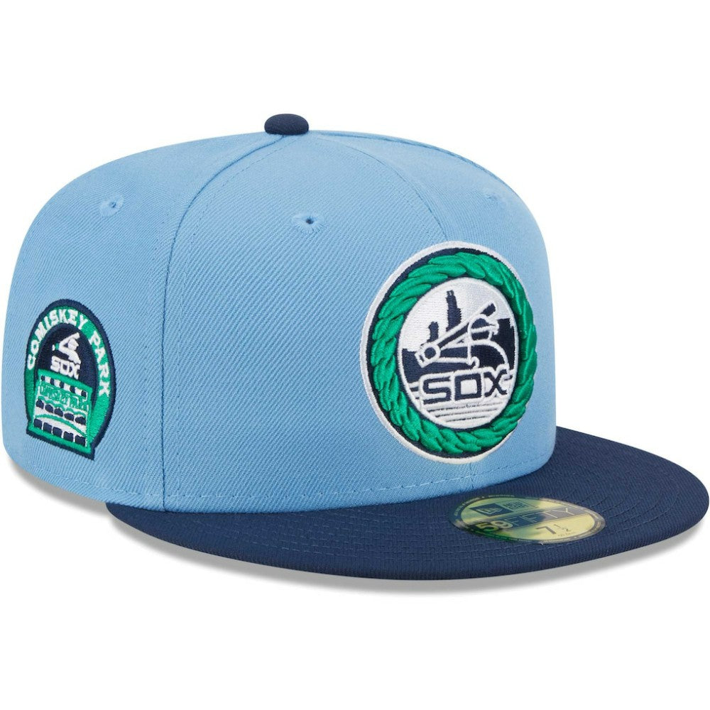 Chicago White Sox New Era Green Undervisor 59FIFTY Fitted Hat - Light Blue/Navy - New Era Lifestyle
