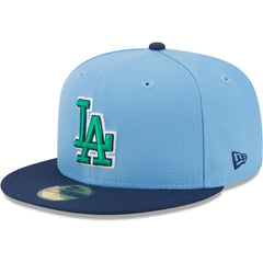Los Angeles Dodgers New Era Green Undervisor 59FIFTY Fitted Hat - Light Blue/Navy - New Era Sale