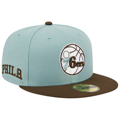 Philadelphia 76ers Two-Tone 59FIFTY Fitted Hat Light Blue/Brown | New Era Near Me