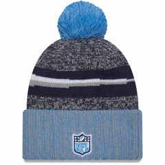 Tennessee Titans New Era 2023 Sideline Sport Cuffed Pom Knit Hat Navy/Light Blue