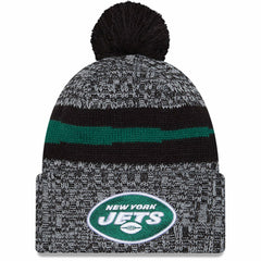 New York Jets New Era 2023 Sideline Cuffed Knit Hat With Pom Black