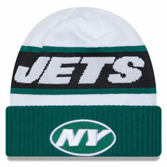 New York Jets New Era 2023 Sideline Tech Cuffed Knit Hat White/Green