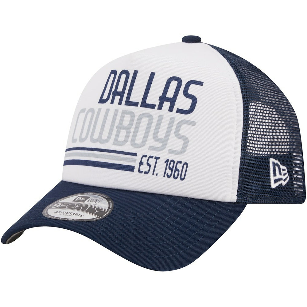 Dallas Cowboys New Era Stacked A-Frame Trucker 9FORTY Adjustable Hat White/Navy