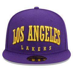 Los Angeles Lakers Big Arch Text 59FIFTY Fitted Hat Purple | New Era Lifestyle