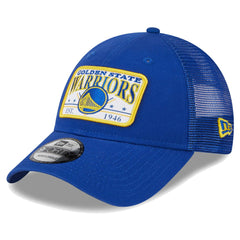 Golden State Warriors Plate Oversized Patch Trucker 9FORTY Adjustable Hat for sale Royal | New Era outlet