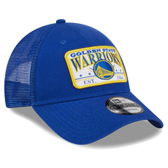 Golden State Warriors Plate Oversized Patch Trucker 9FORTY Adjustable Hat for sale Royal | New Era outlet